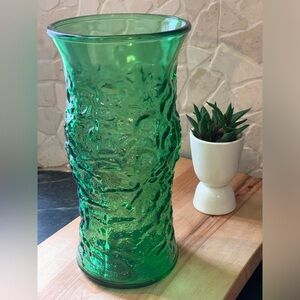 E. O. BRODY | Emerald Green Glass “Crinkled” Glass Vase